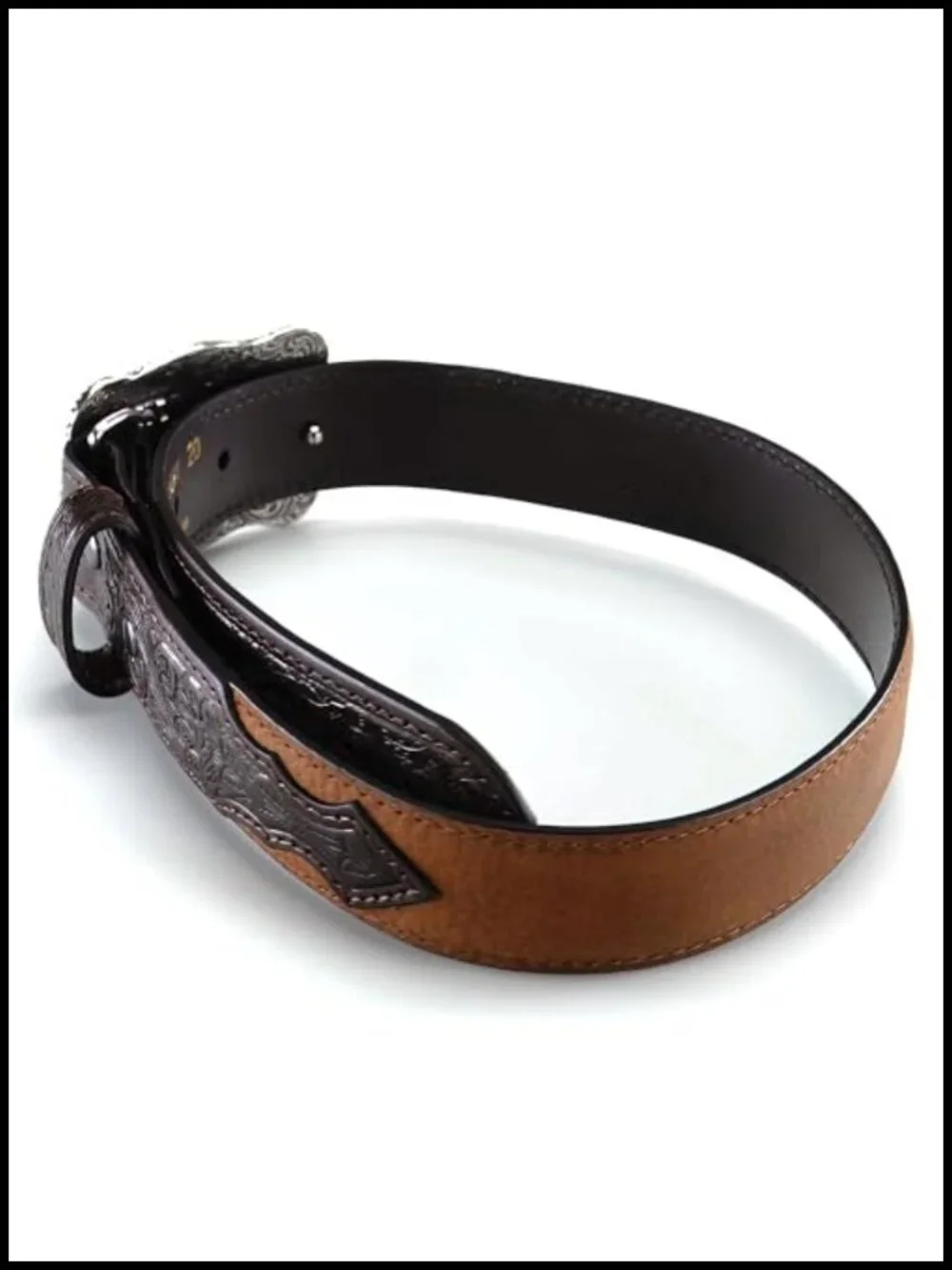 Boys Western Leather Belt with Removable Buckle Brown